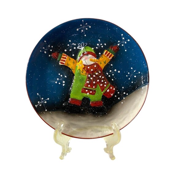 Country Snow Boys Hobby Lobby 8” Plate Snowman Whimsical Winter 2010 - Picture 2 of 8